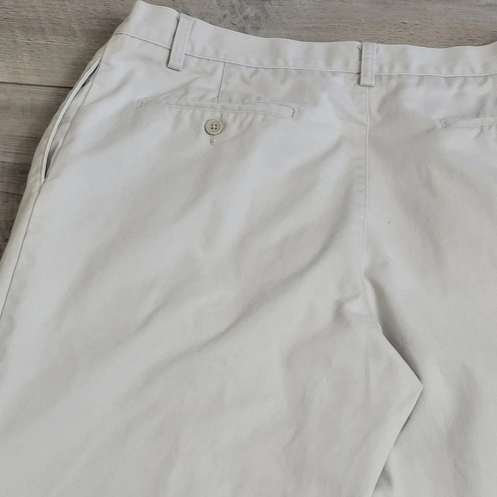 Eddie‎ Bauer Pants Mens 36x32 Ivory Khaki Wrinkle-Resistant Pleated Chino Preppy